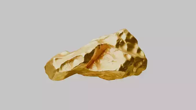 Realistic Gold nugget Crystal Formation 3D Model