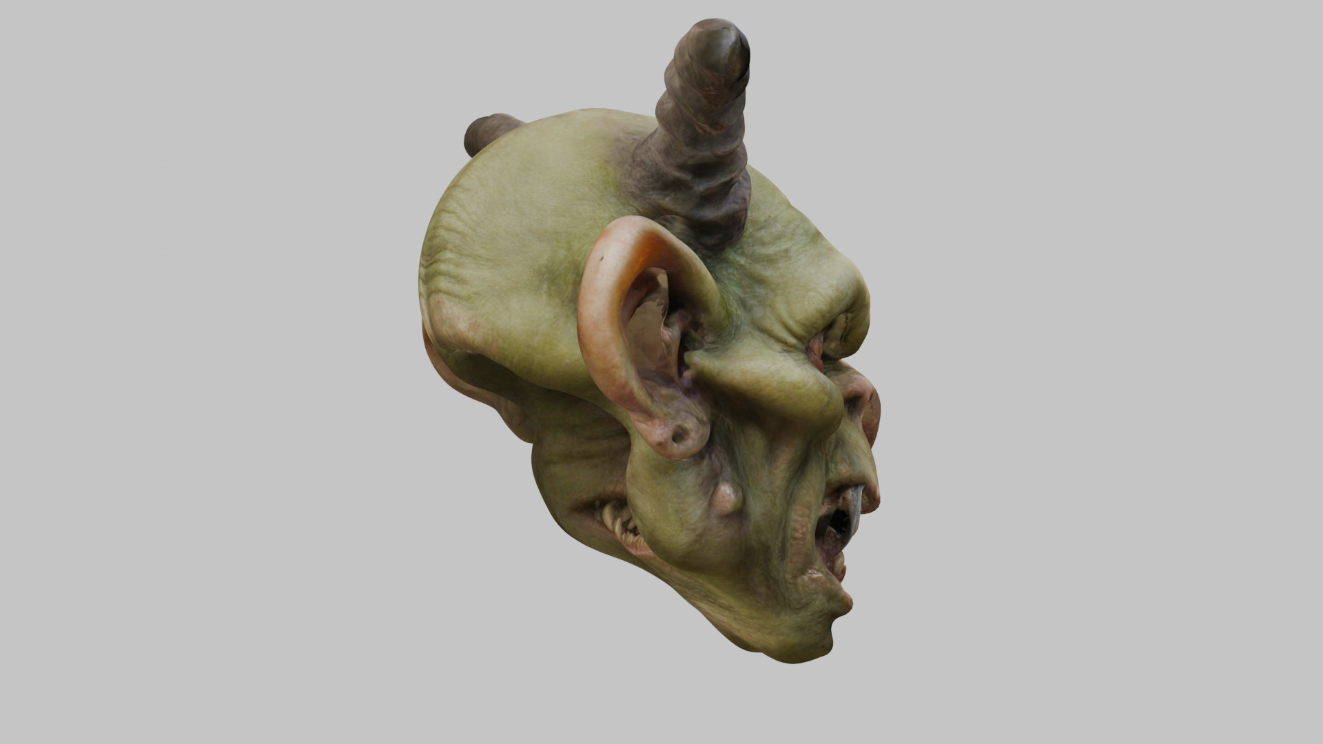 Highly Detailed Head of Troll Goblin Low-poly 3D model_12