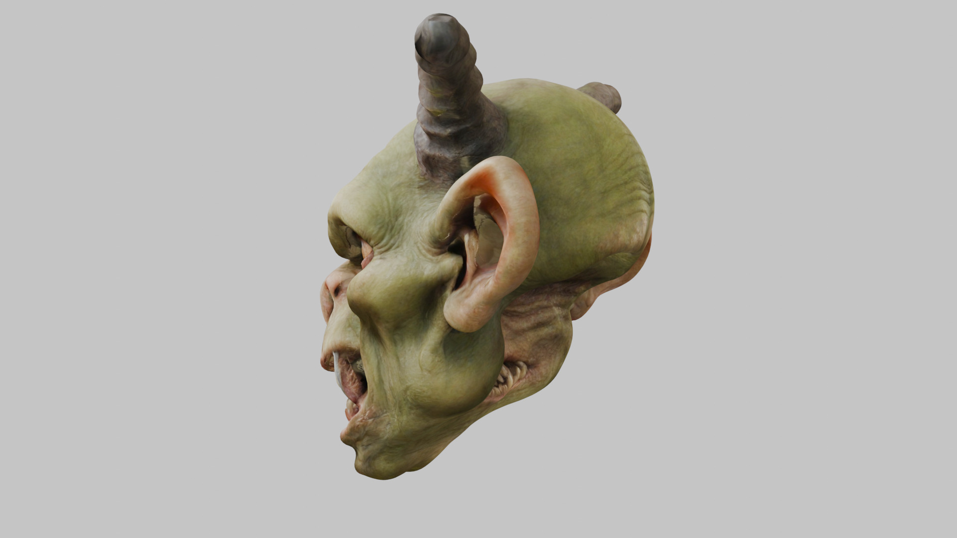 Highly Detailed Head of Troll Goblin Low-poly 3D model_3