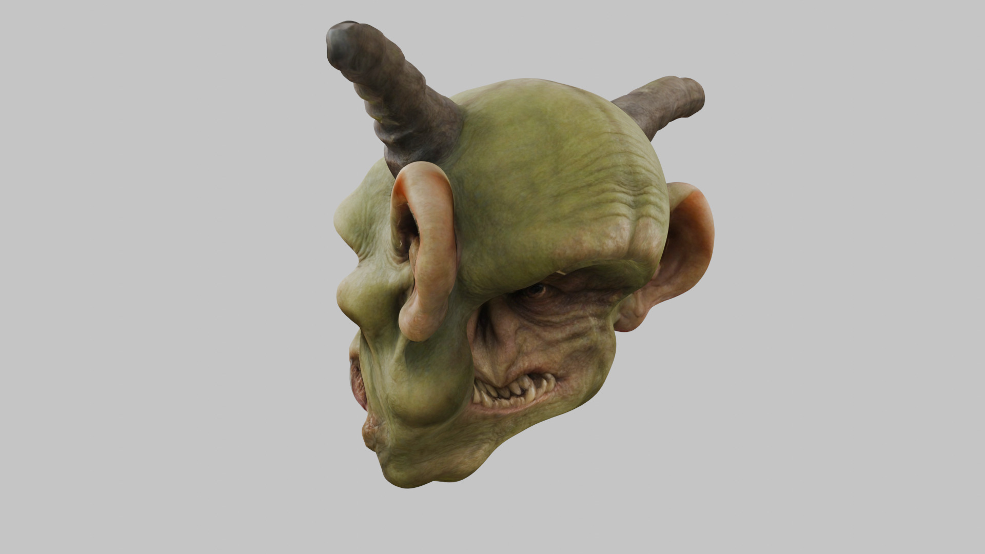 Highly Detailed Head of Troll Goblin Low-poly 3D model_2