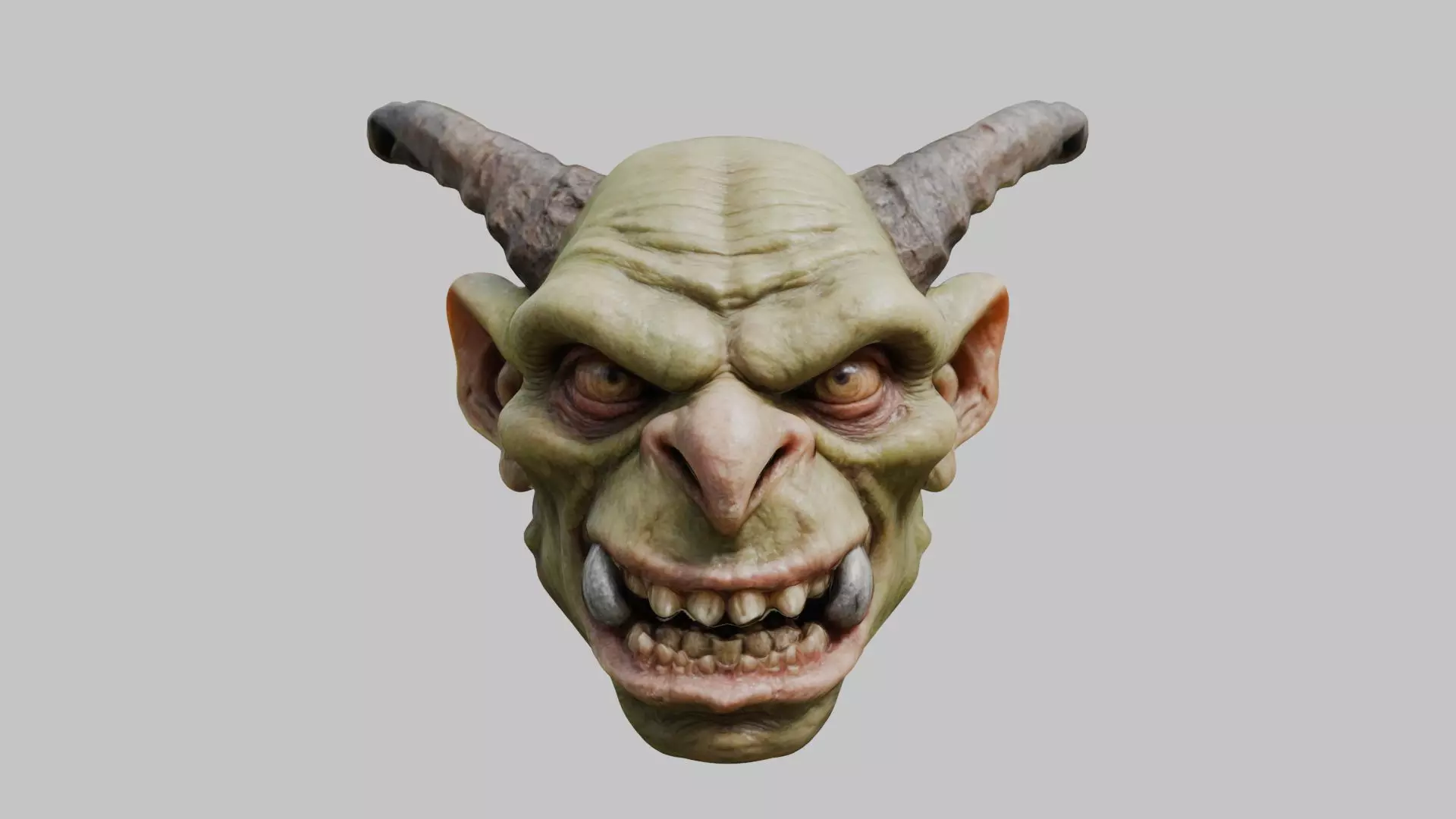 Highly Detailed Head of Troll Goblin Low-poly 3D model_0
