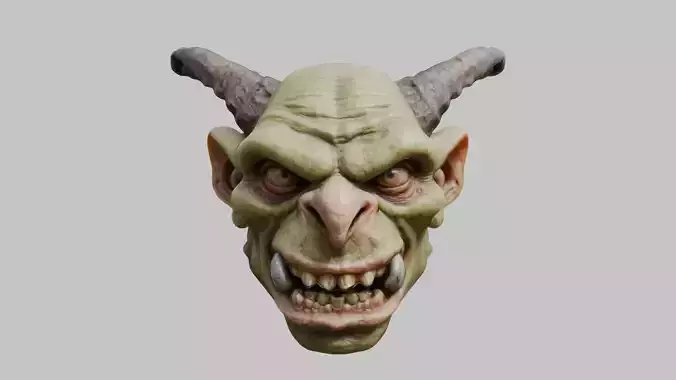 Highly Detailed Head of Troll Goblin Low-poly 3D model