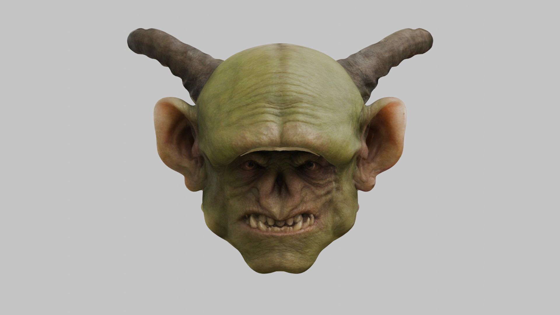 Highly Detailed Head of Troll Goblin Low-poly 3D model_15