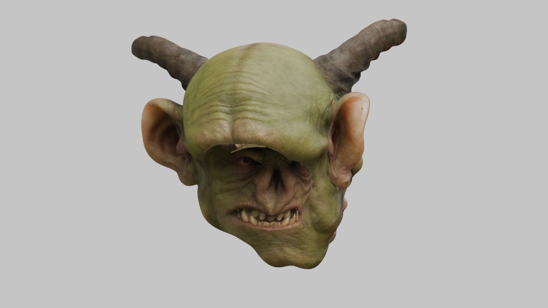 Highly Detailed Head of Troll Goblin Low-poly 3D model_14