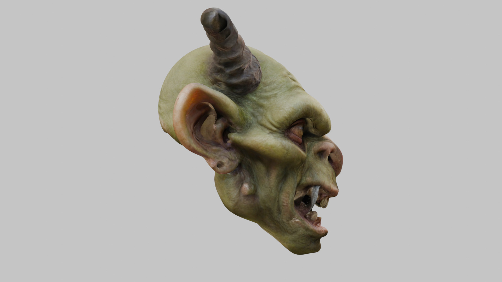 Highly Detailed Head of Troll Goblin Low-poly 3D model_11