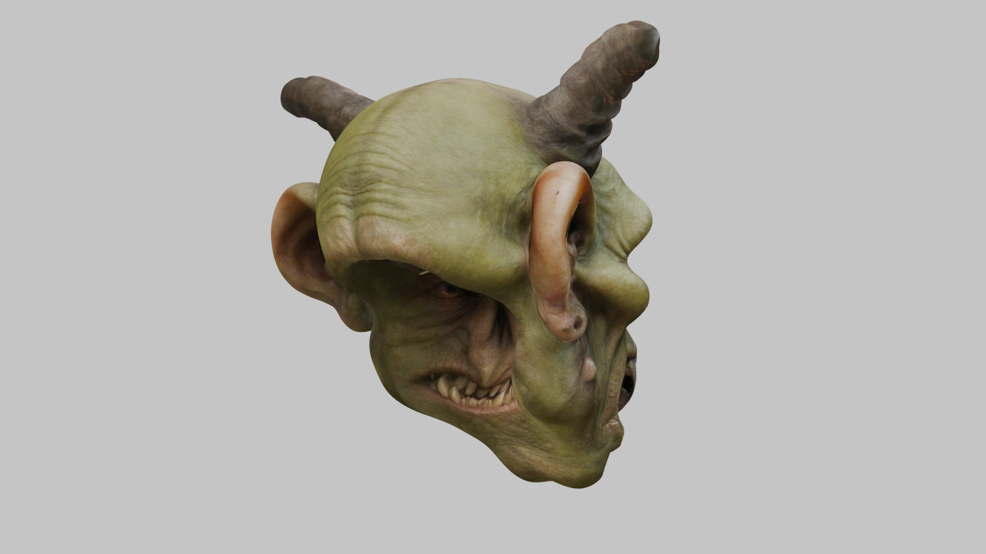 Highly Detailed Head of Troll Goblin Low-poly 3D model_13