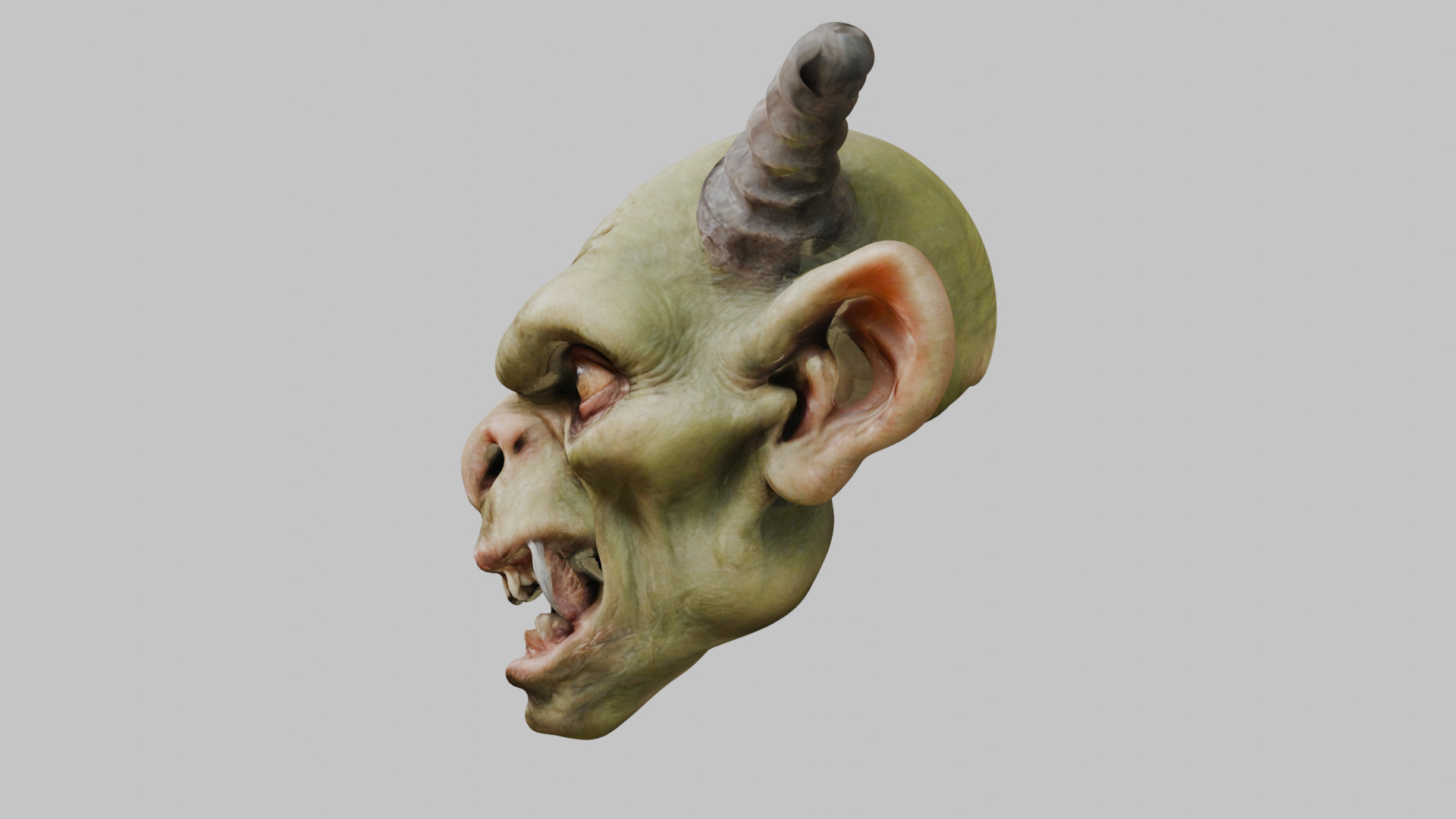 Highly Detailed Head of Troll Goblin Low-poly 3D model_4