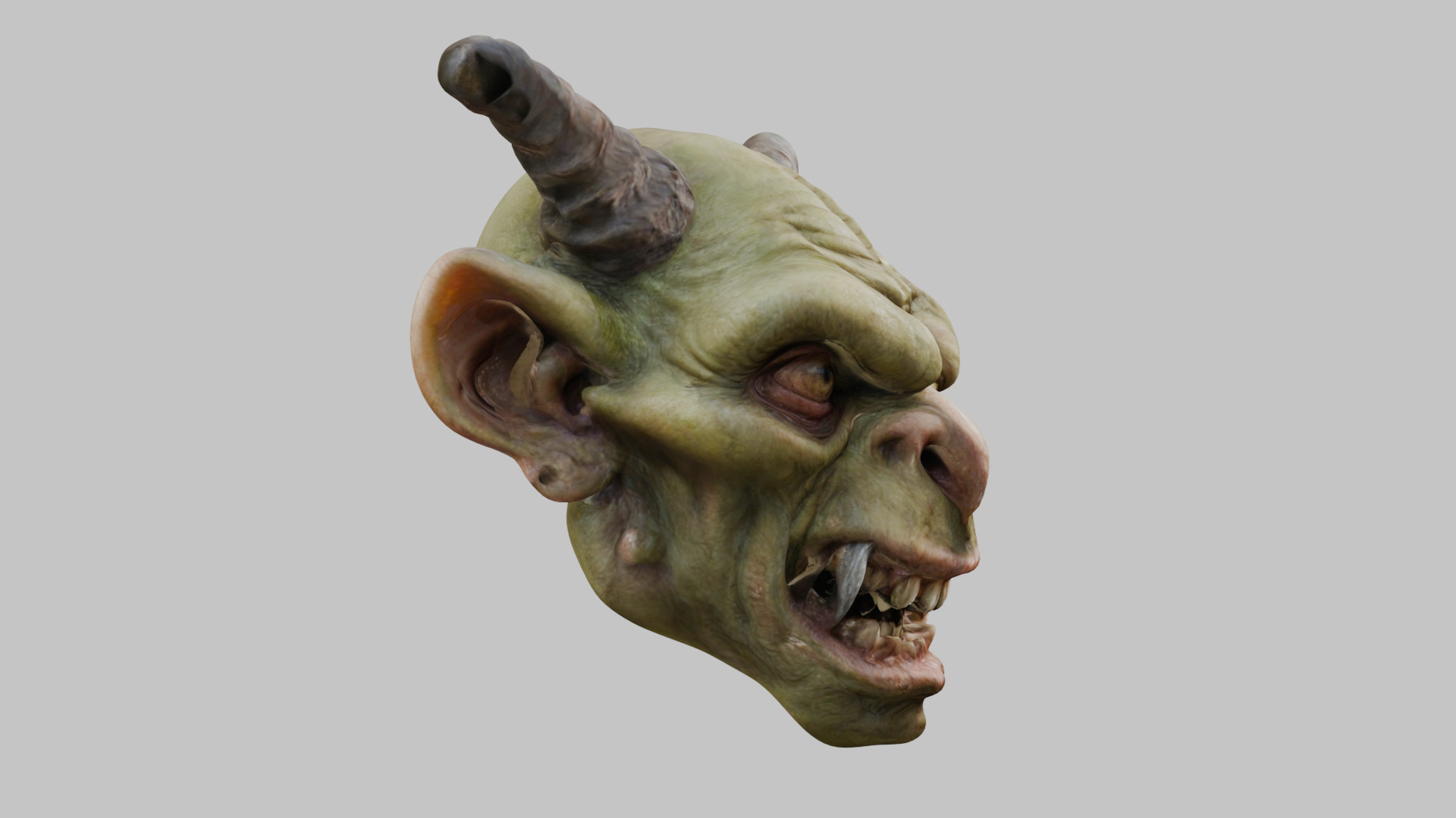 Highly Detailed Head of Troll Goblin Low-poly 3D model_10