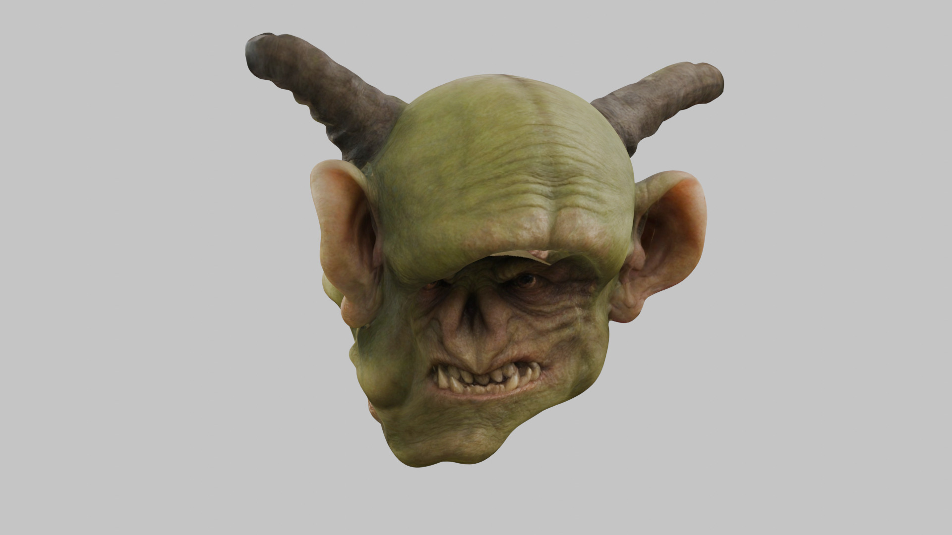 Highly Detailed Head of Troll Goblin Low-poly 3D model_1