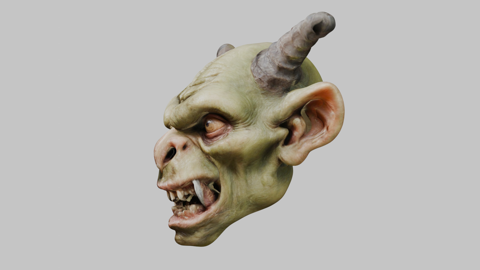 Highly Detailed Head of Troll Goblin Low-poly 3D model_5