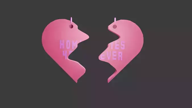 3d pint heart necklace friendship 3d print ready