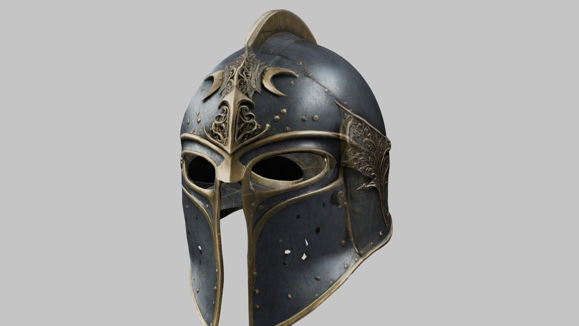 Fantasy Gothic Medieval Helm Armor Low-poly 3D model_7