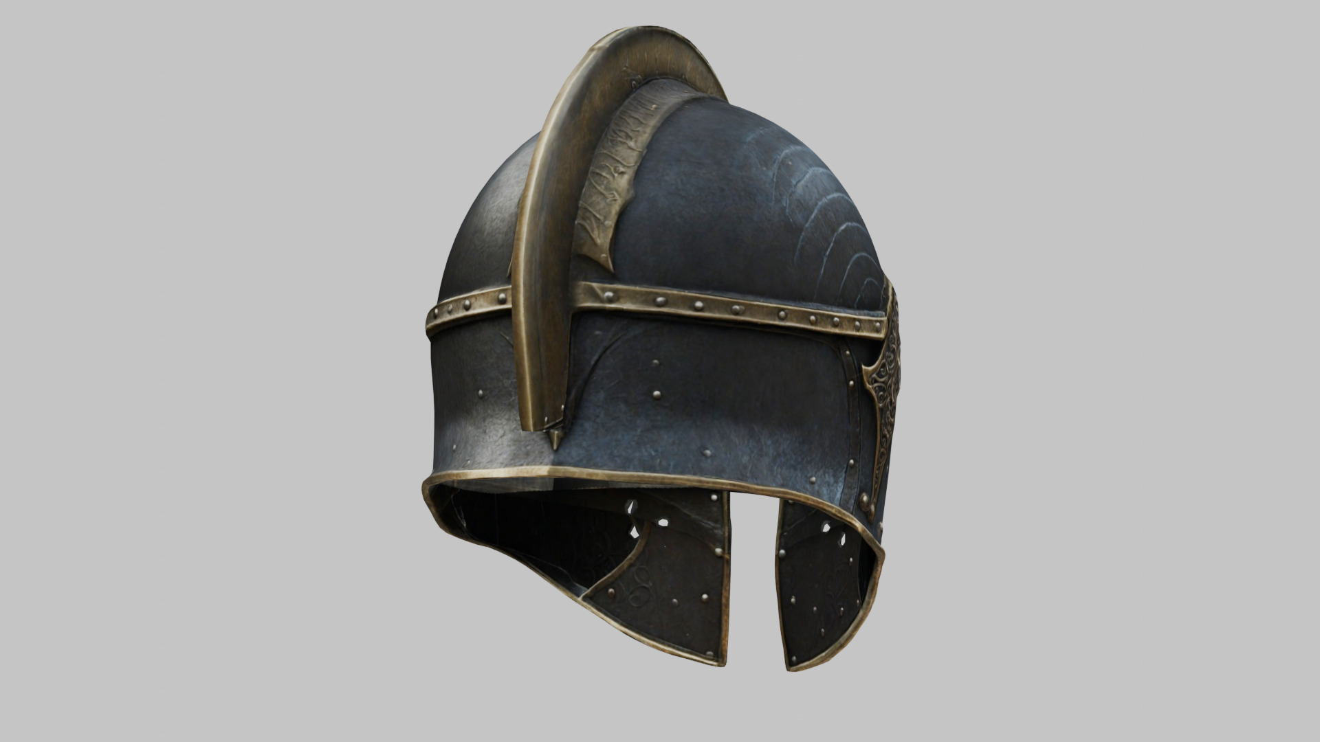 Fantasy Gothic Medieval Helm Armor Low-poly 3D model_14