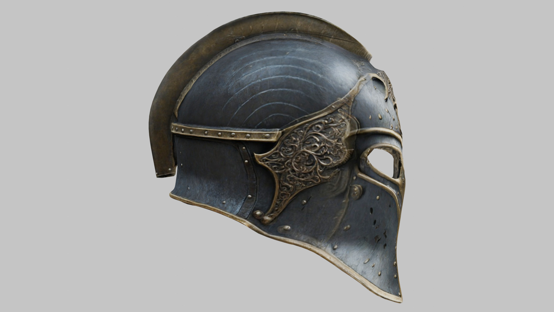 Fantasy Gothic Medieval Helm Armor Low-poly 3D model_11