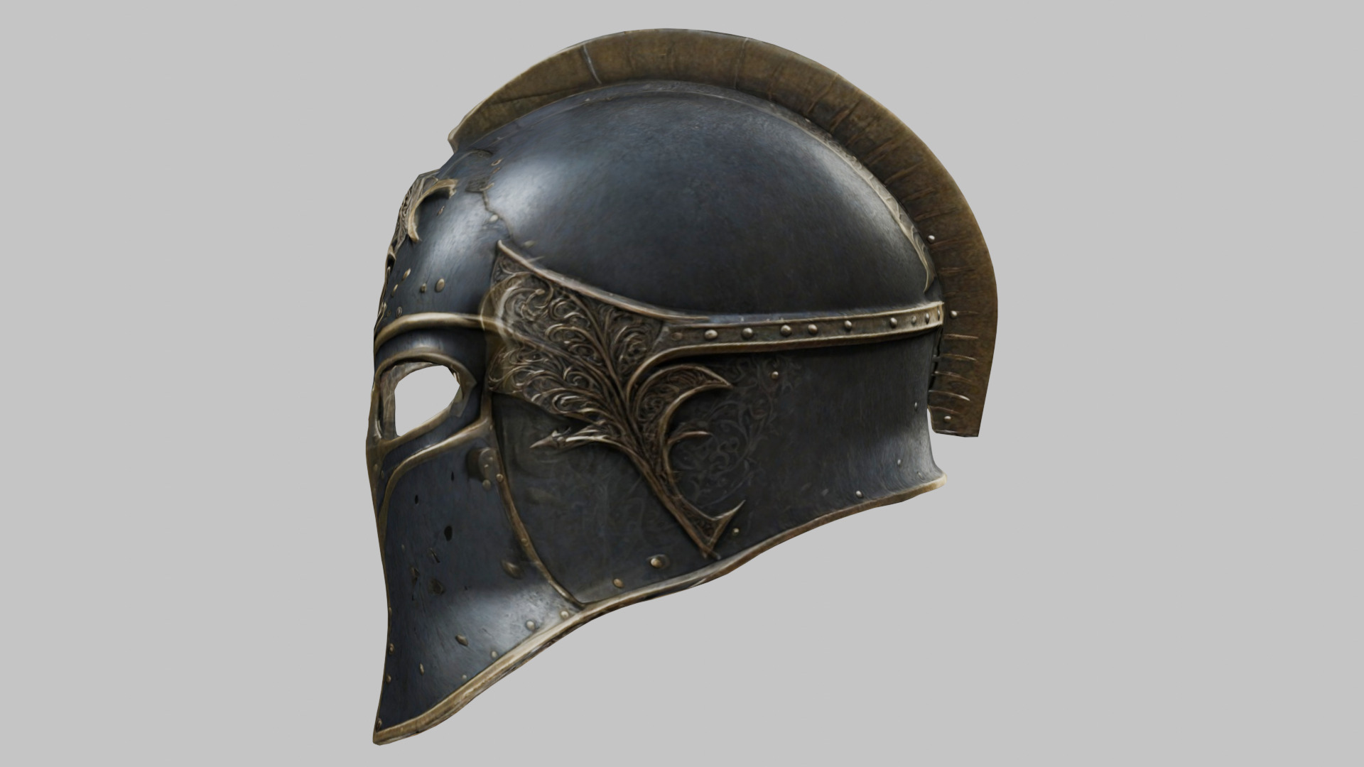 Fantasy Gothic Medieval Helm Armor Low-poly 3D model_4