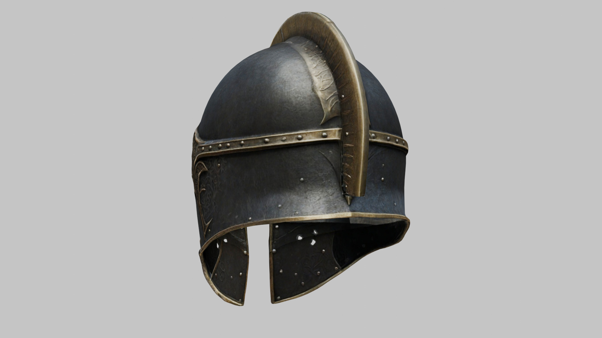 Fantasy Gothic Medieval Helm Armor Low-poly 3D model_1