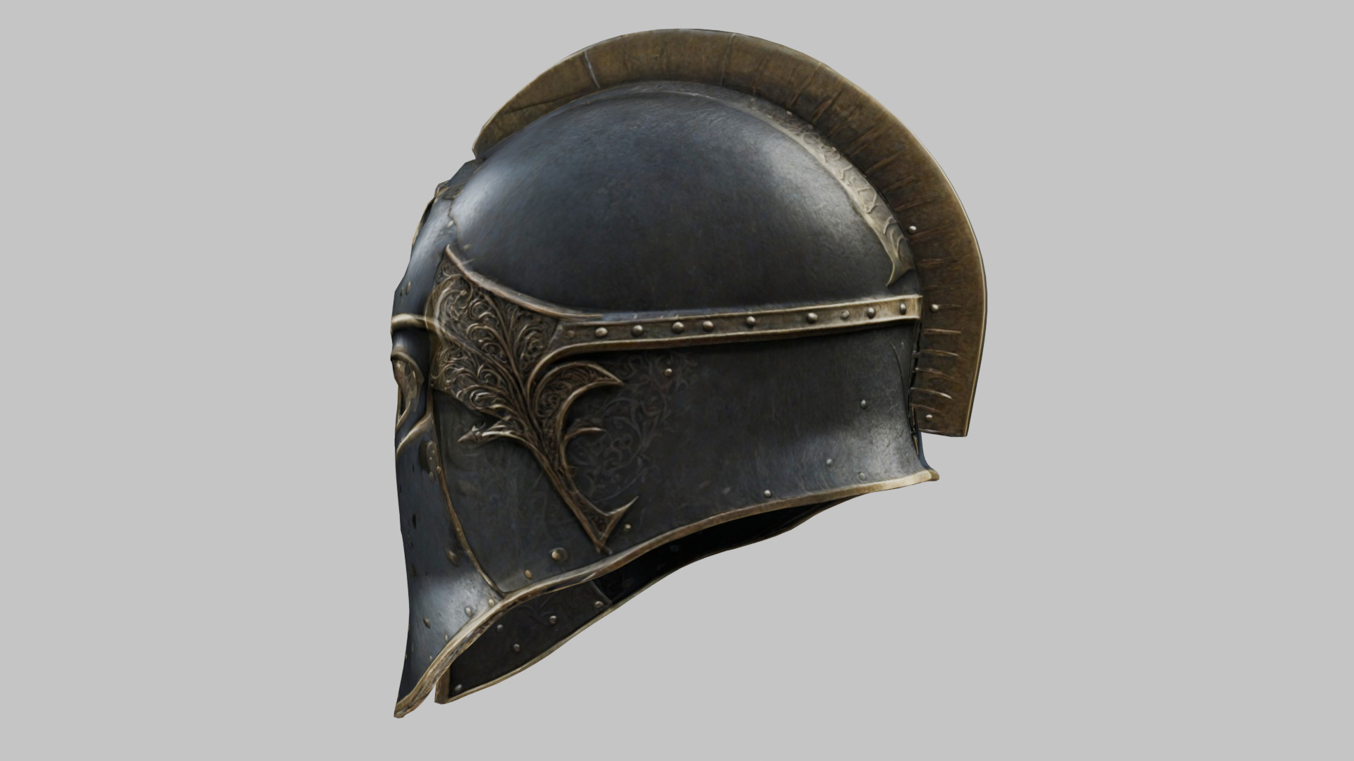 Fantasy Gothic Medieval Helm Armor Low-poly 3D model_3