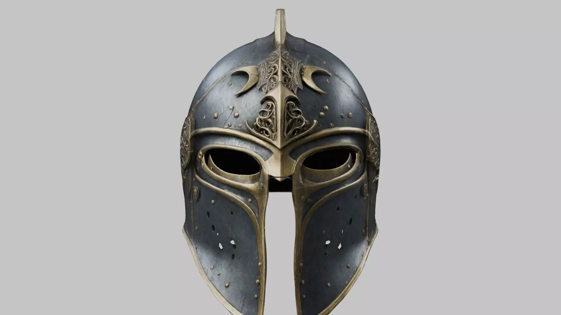 Fantasy Gothic Medieval Helm Armor Low-poly 3D model_0