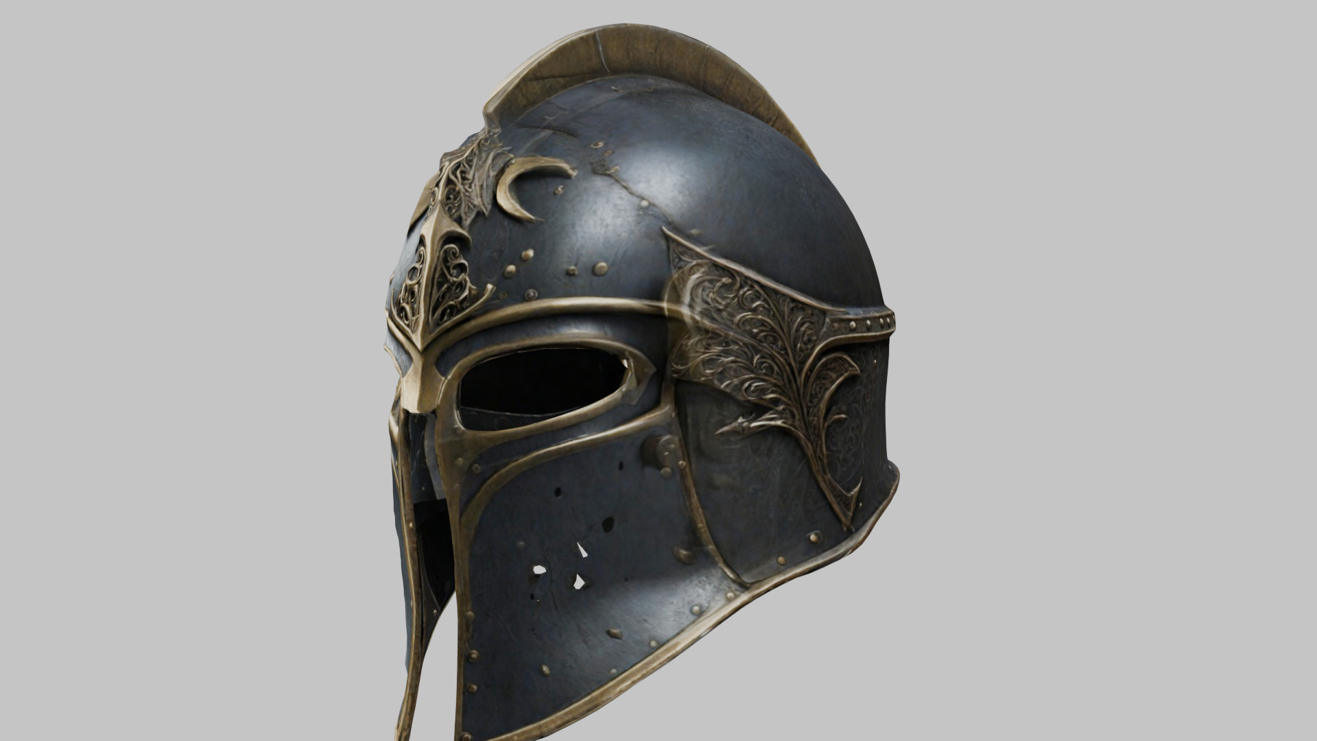 Fantasy Gothic Medieval Helm Armor Low-poly 3D model_6