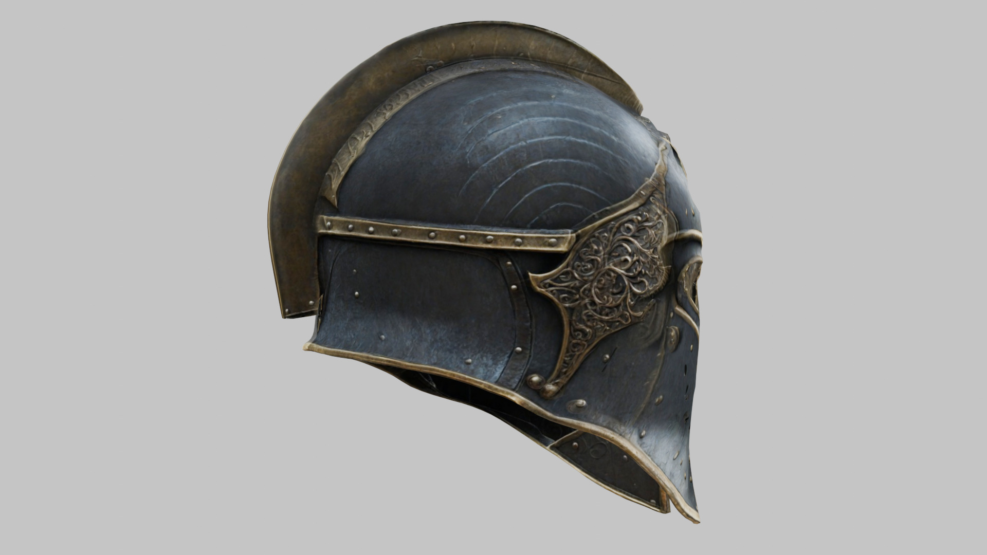 Fantasy Gothic Medieval Helm Armor Low-poly 3D model_12