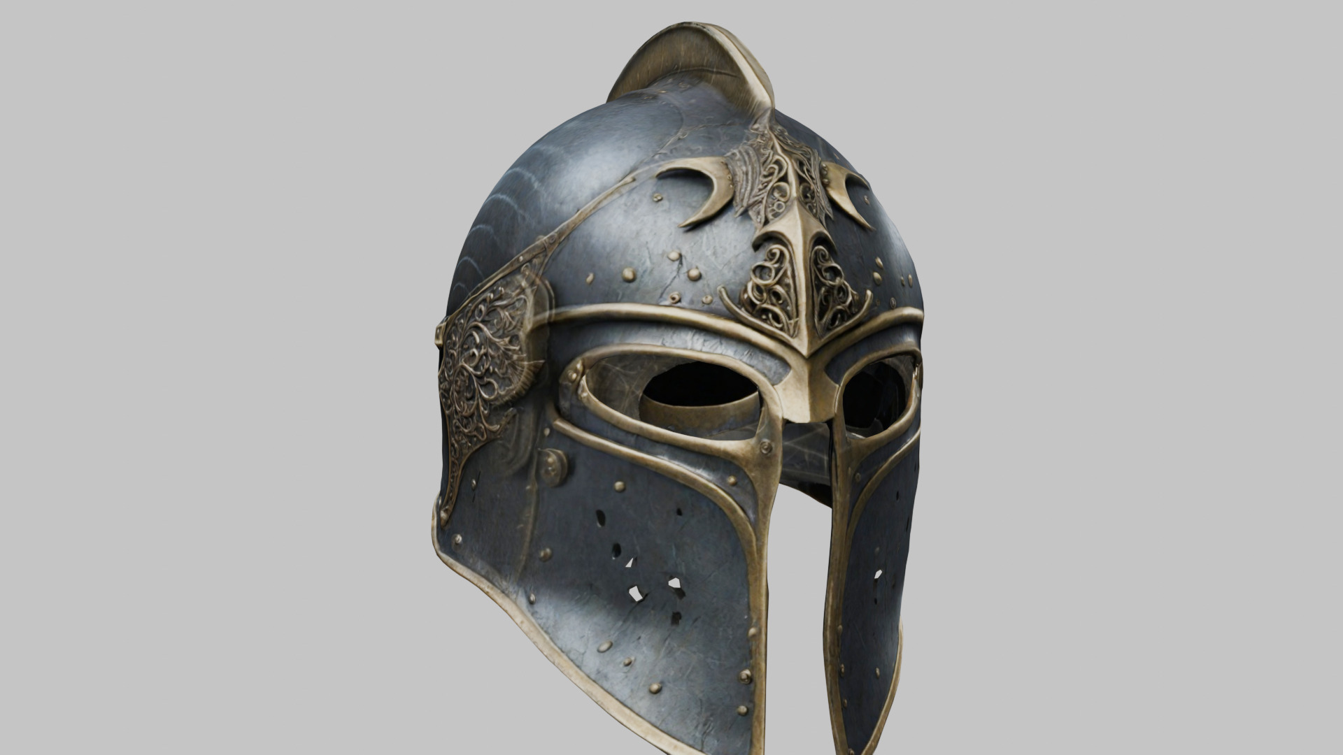 Fantasy Gothic Medieval Helm Armor Low-poly 3D model_8