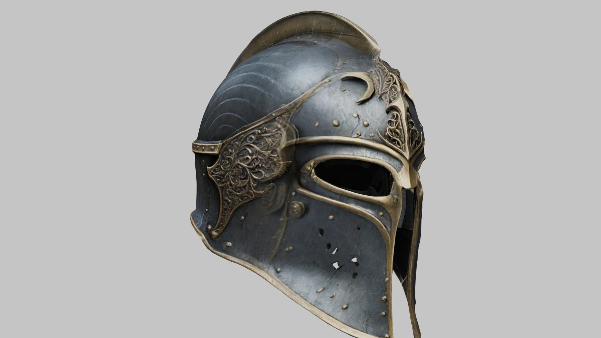 Fantasy Gothic Medieval Helm Armor Low-poly 3D model_9