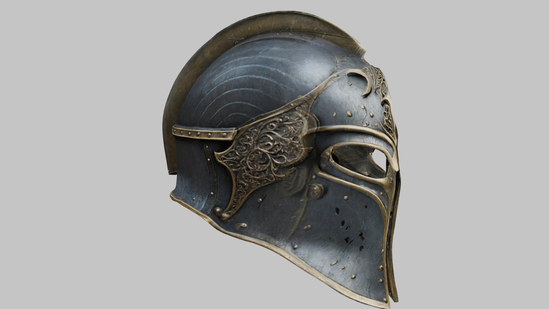 Fantasy Gothic Medieval Helm Armor Low-poly 3D model_10