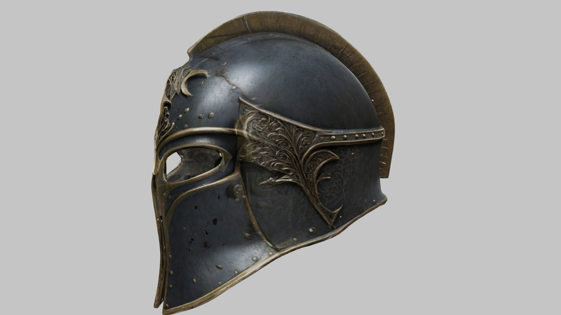 Fantasy Gothic Medieval Helm Armor Low-poly 3D model_5