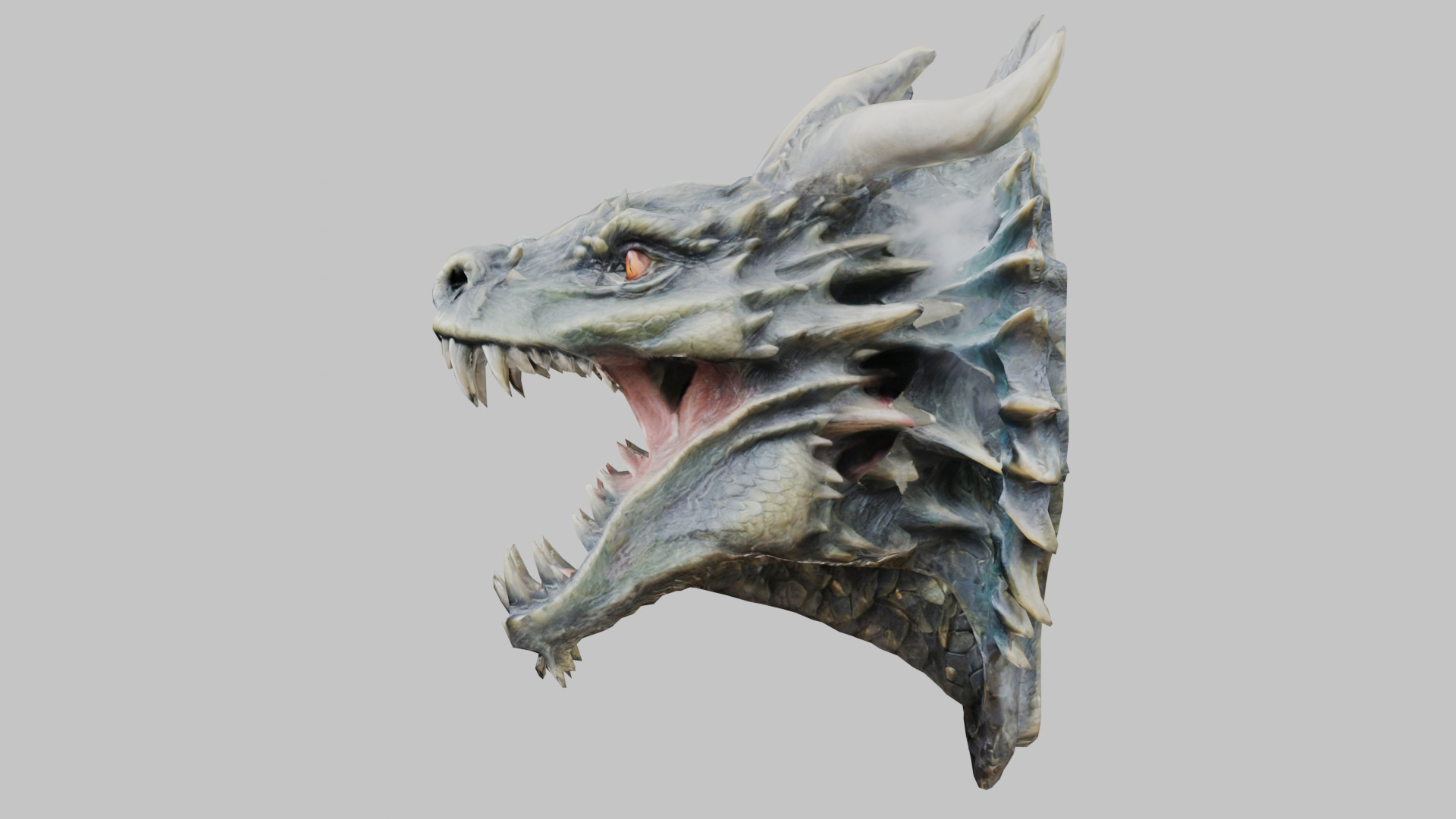 Wall Mounted Hanging Dragon Head Decoration 3D Model Low-poly 3D model_5