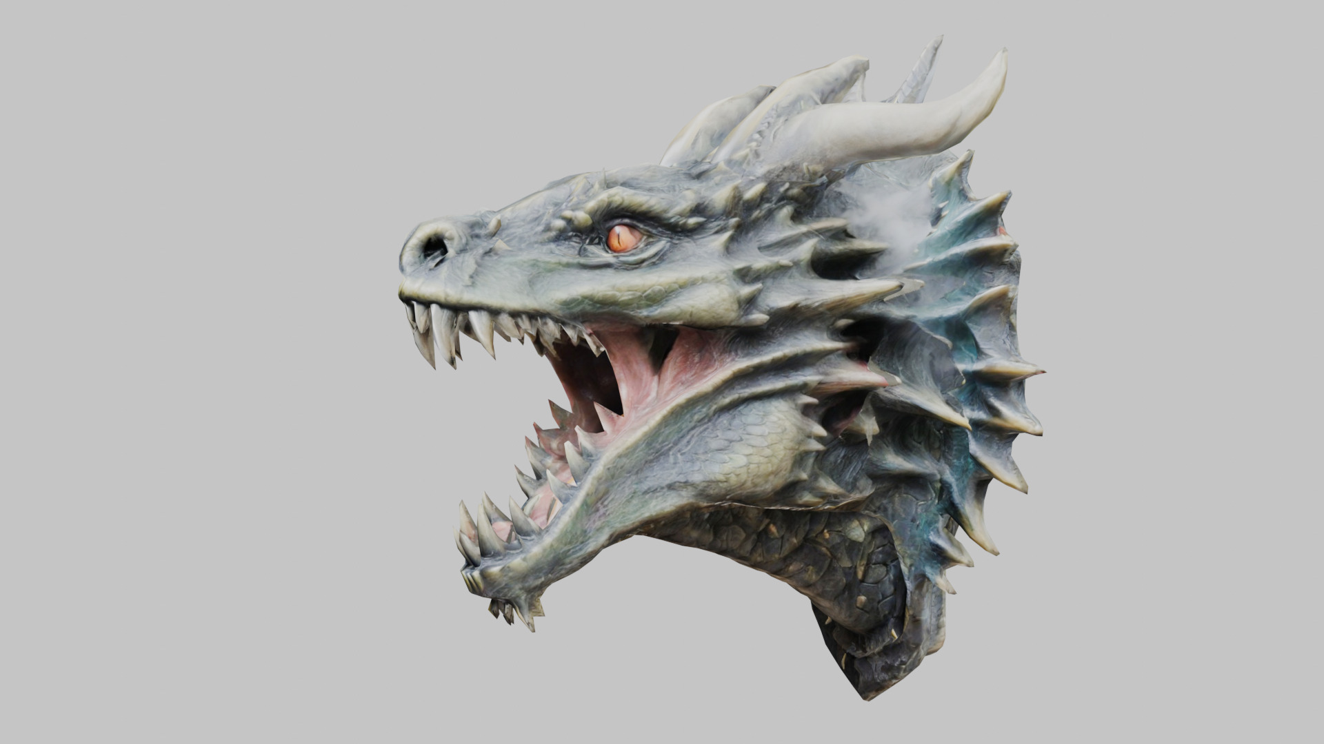 Wall Mounted Hanging Dragon Head Decoration 3D Model Low-poly 3D model_6