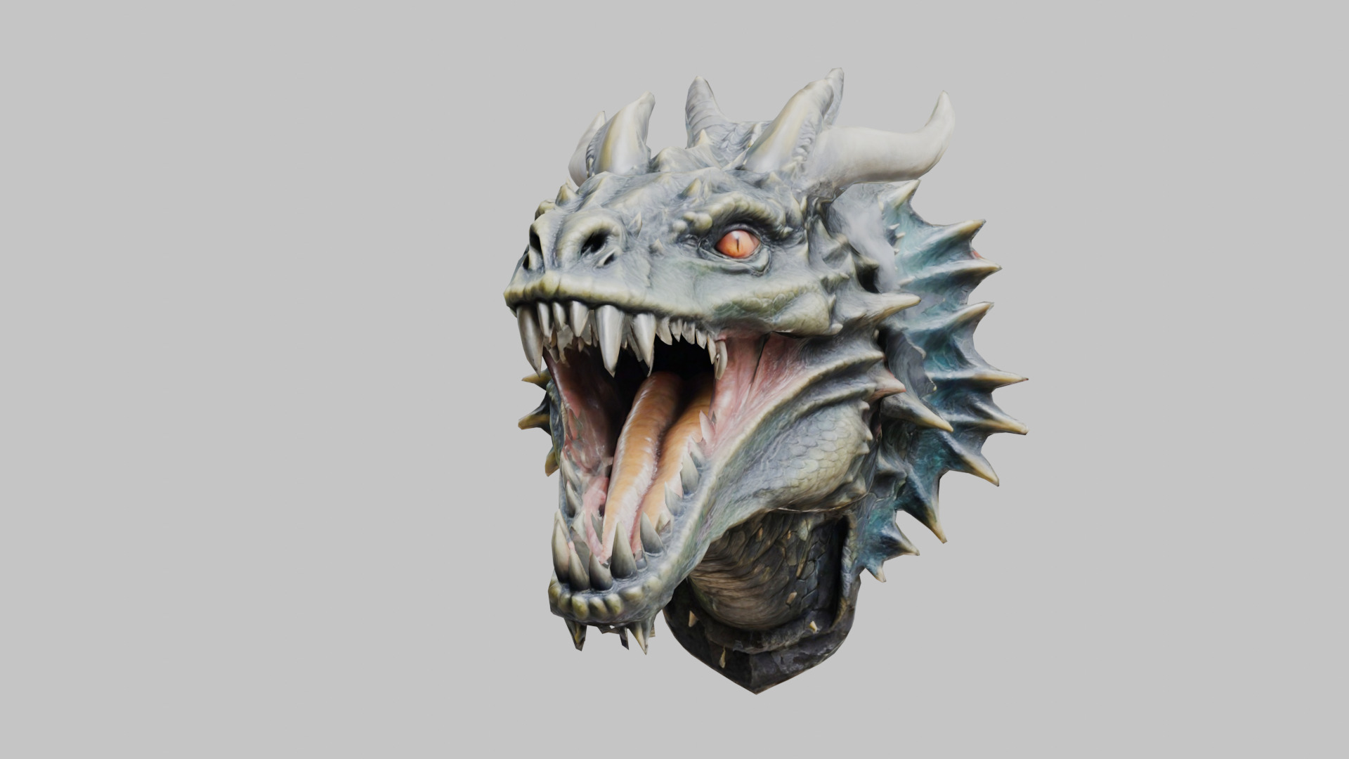 Wall Mounted Hanging Dragon Head Decoration 3D Model Low-poly 3D model_7
