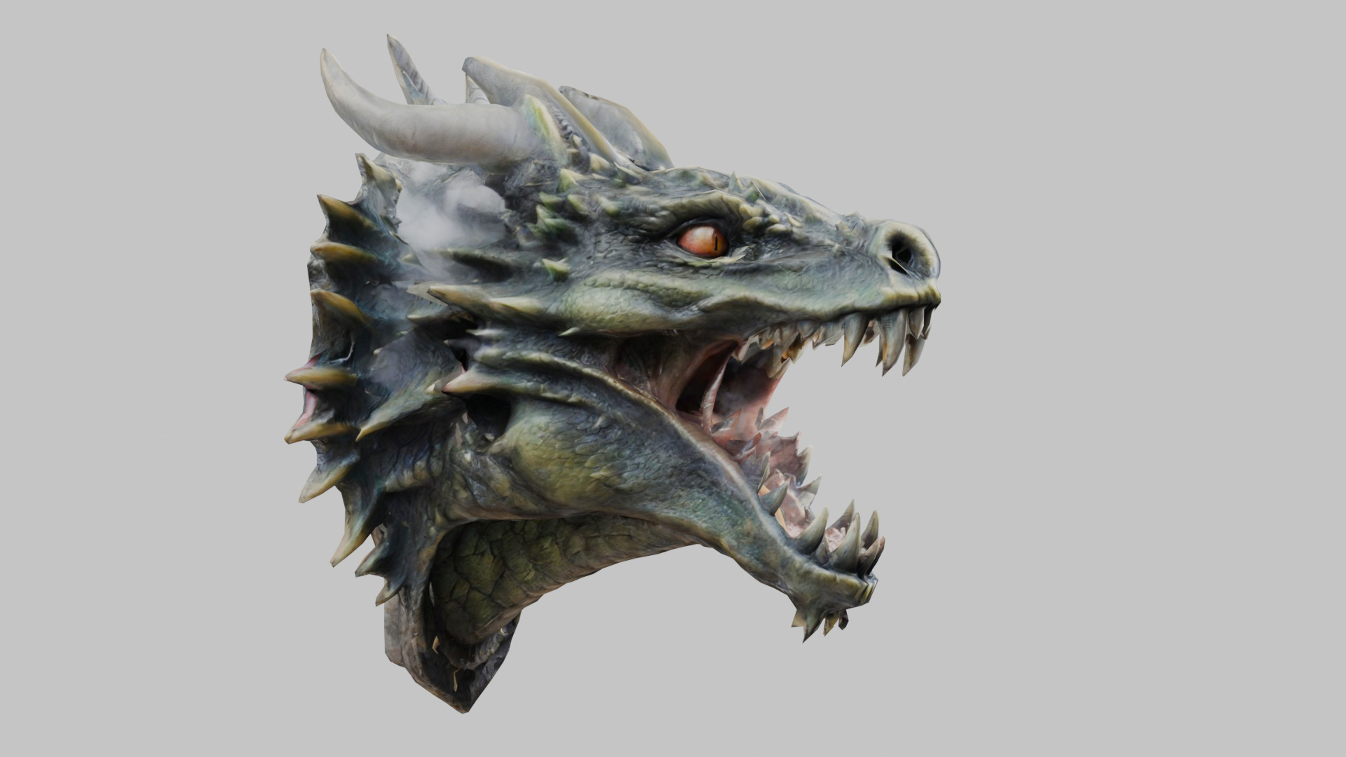 Wall Mounted Hanging Dragon Head Decoration 3D Model Low-poly 3D model_10