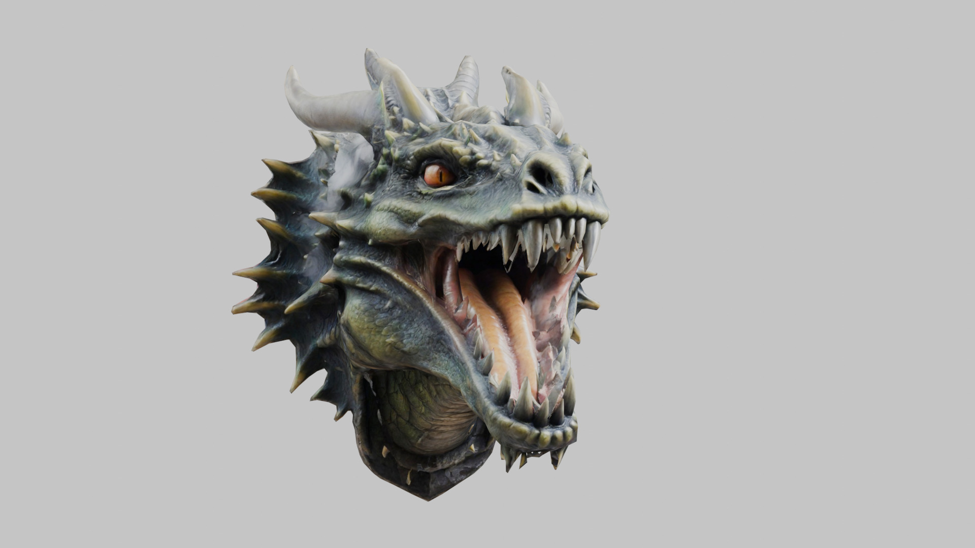 Wall Mounted Hanging Dragon Head Decoration 3D Model Low-poly 3D model_8