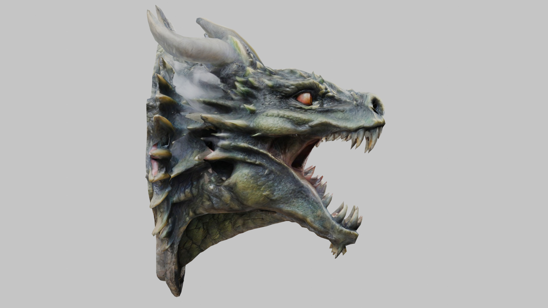 Wall Mounted Hanging Dragon Head Decoration 3D Model Low-poly 3D model_11