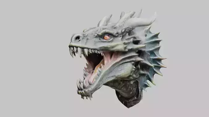 Wall Mounted Hanging Dragon Head Decoration 3D Model