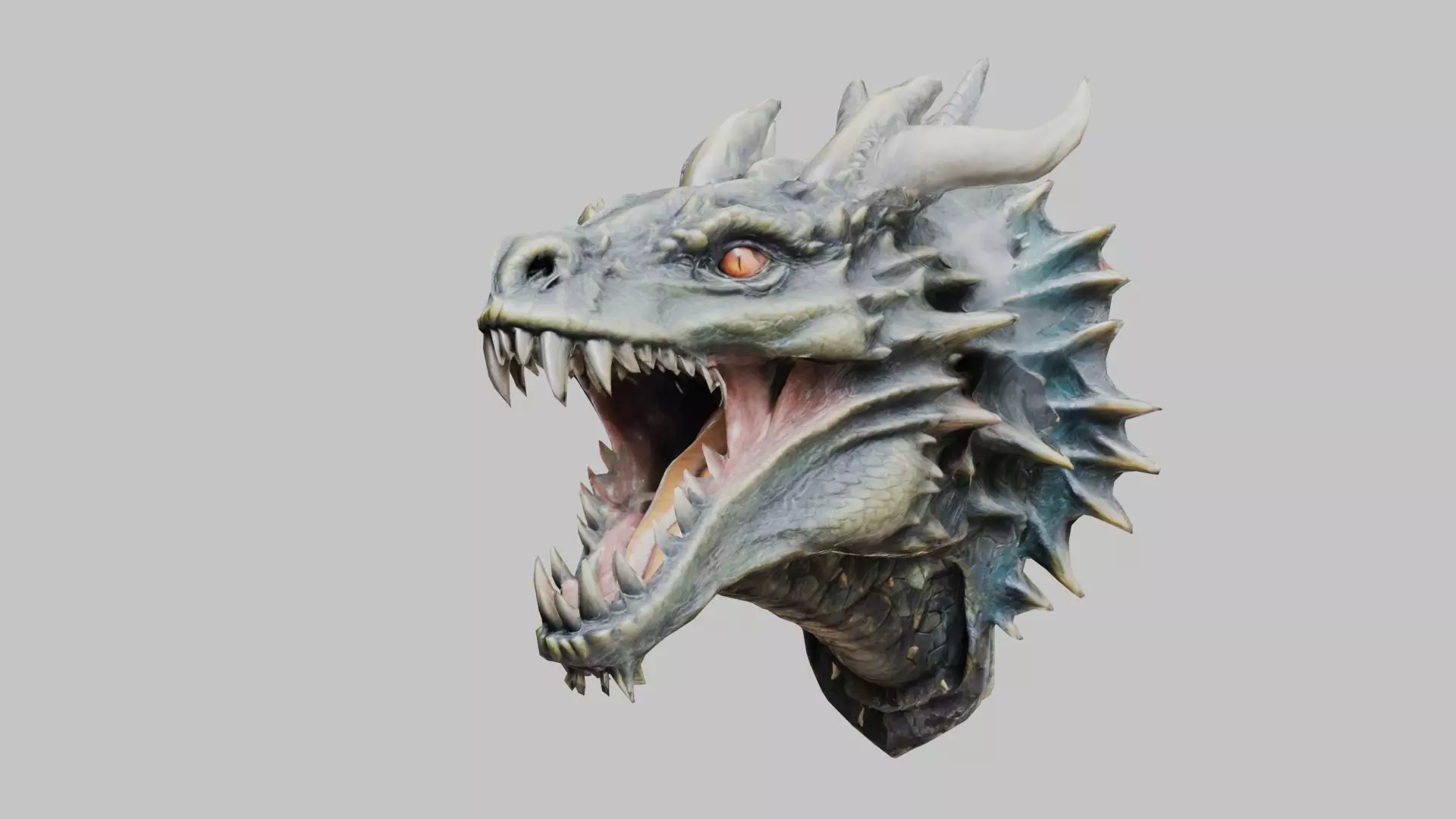 Wall Mounted Hanging Dragon Head Decoration 3D Model Low-poly 3D model_0