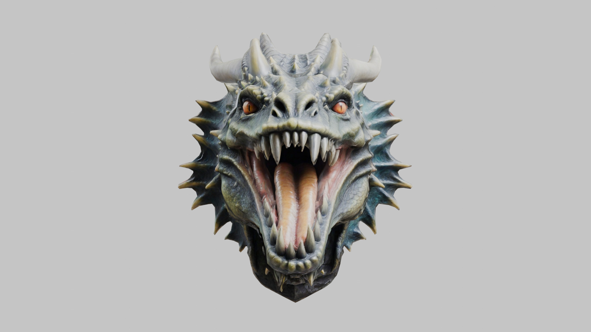 Wall Mounted Hanging Dragon Head Decoration 3D Model Low-poly 3D model_1