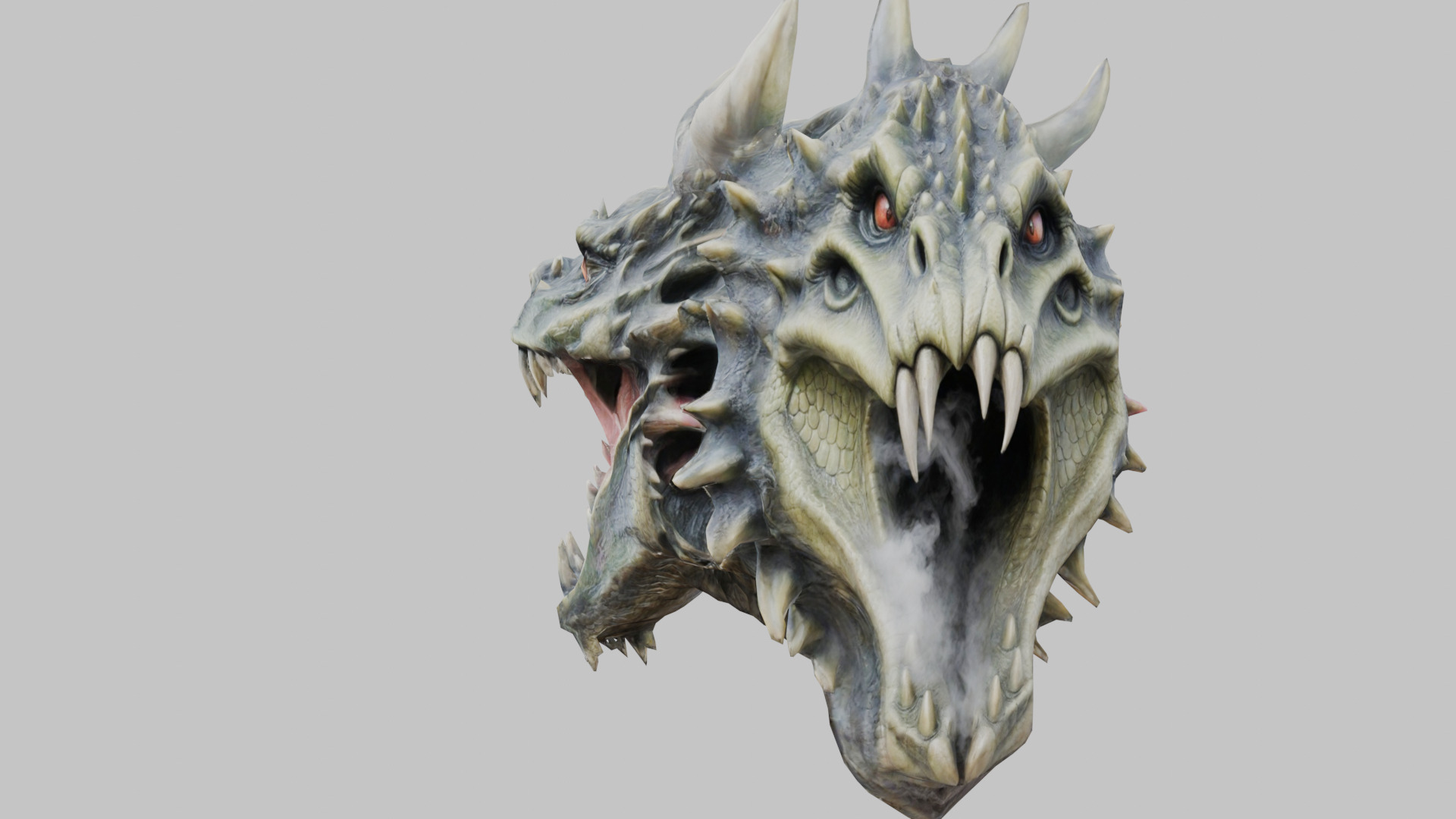 Wall Mounted Hanging Dragon Head Decoration 3D Model Low-poly 3D model_3