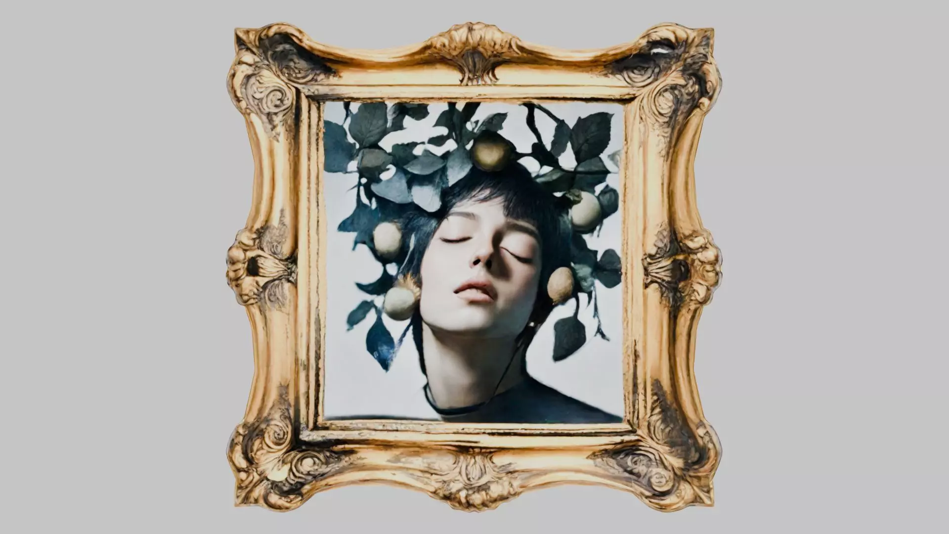 Ornate Fruit Crown Frame 3D Model Low-poly 3D model_0