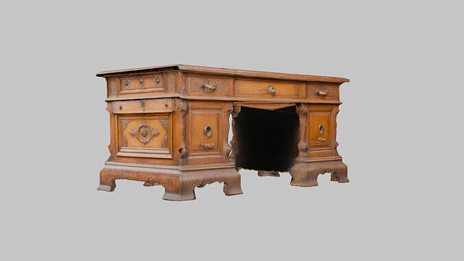 Victorian Style Low Poly Desk Model Low-poly 3D model