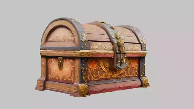 Stylized Hand Painted Chest 3D Model