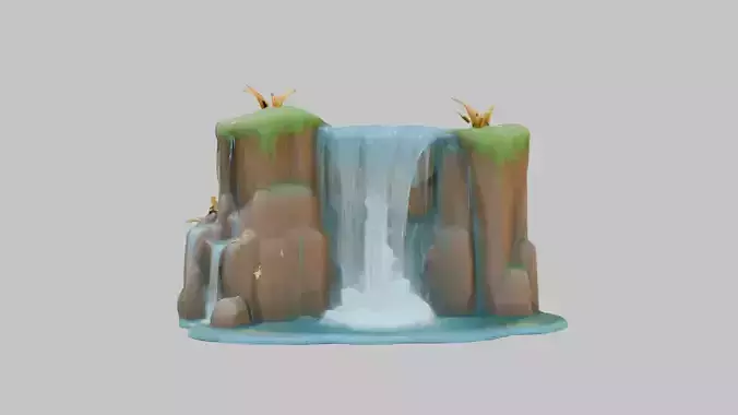 A stylized 3D model of a fountain