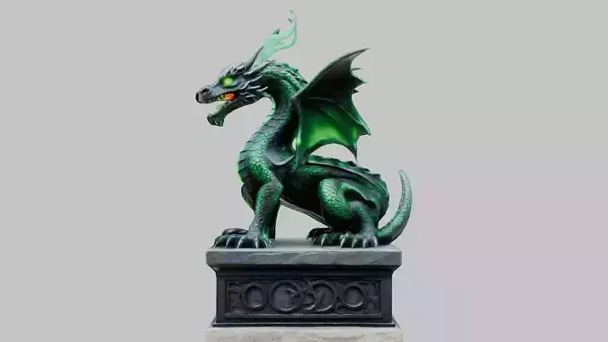Mystical Dragon Statue Detailed 3D Model