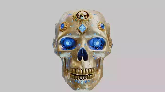 Magical Golden SKull Idol with Intricate Details