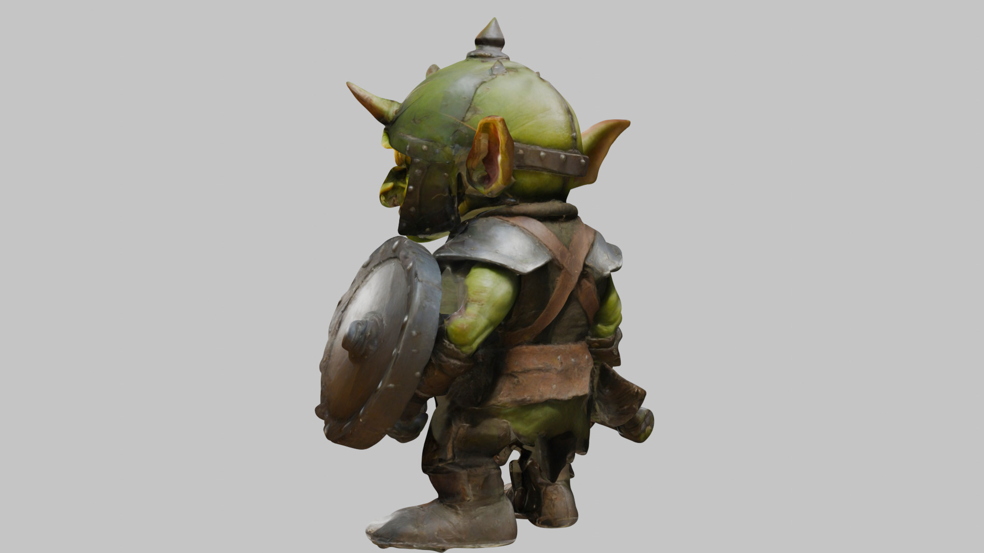 Battle Ready Green Armored Goblin Character Low-poly 3D model_3