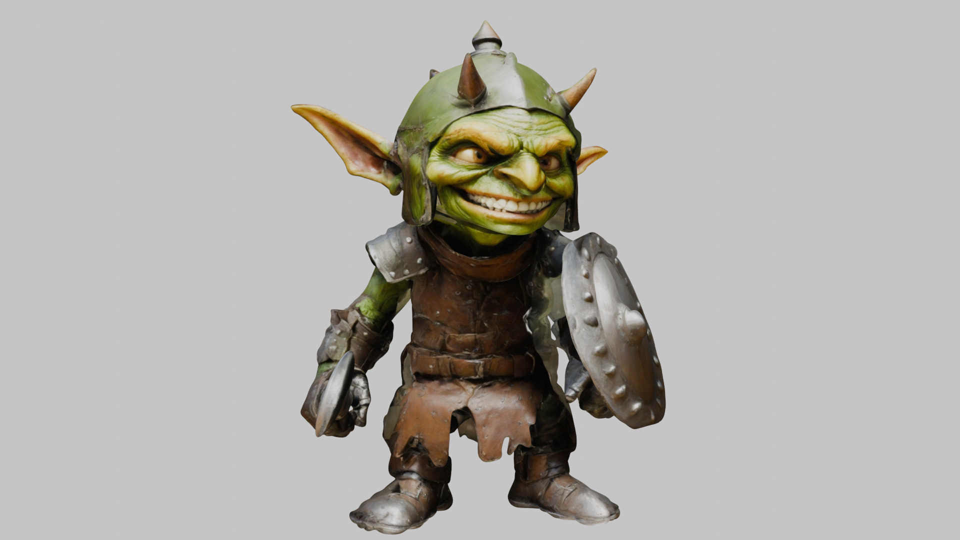Battle Ready Green Armored Goblin Character Low-poly 3D model_8