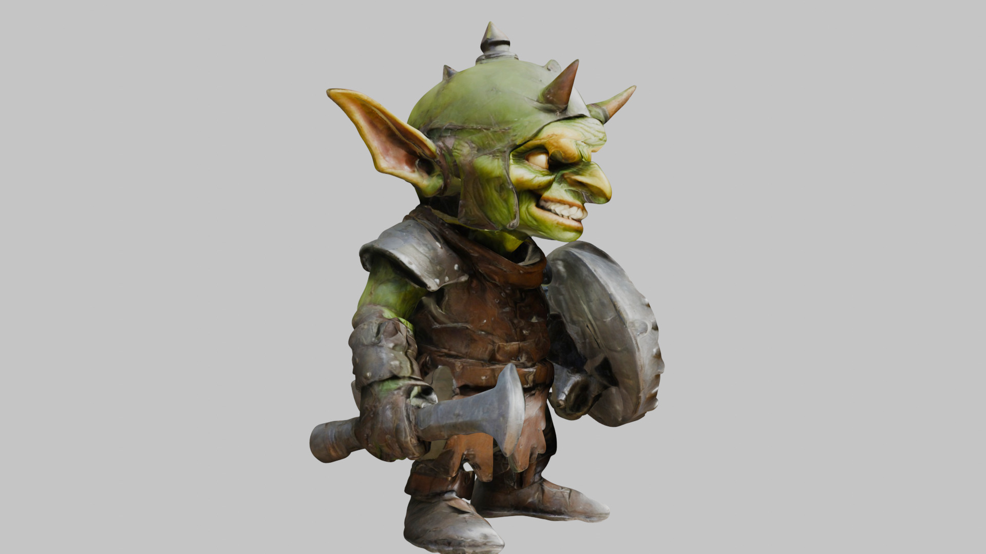 Battle Ready Green Armored Goblin Character Low-poly 3D model_10