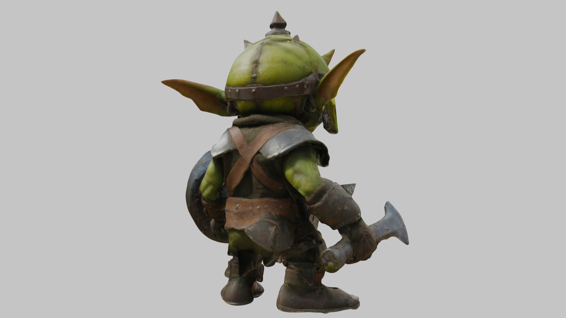 Battle Ready Green Armored Goblin Character Low-poly 3D model_14