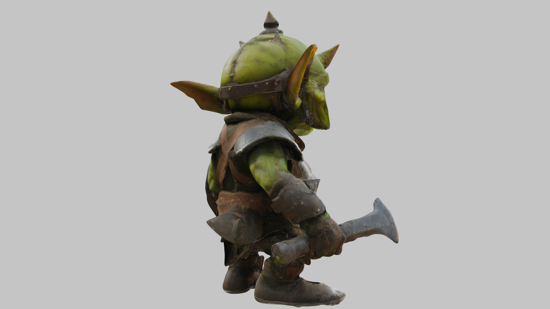 Battle Ready Green Armored Goblin Character Low-poly 3D model_13