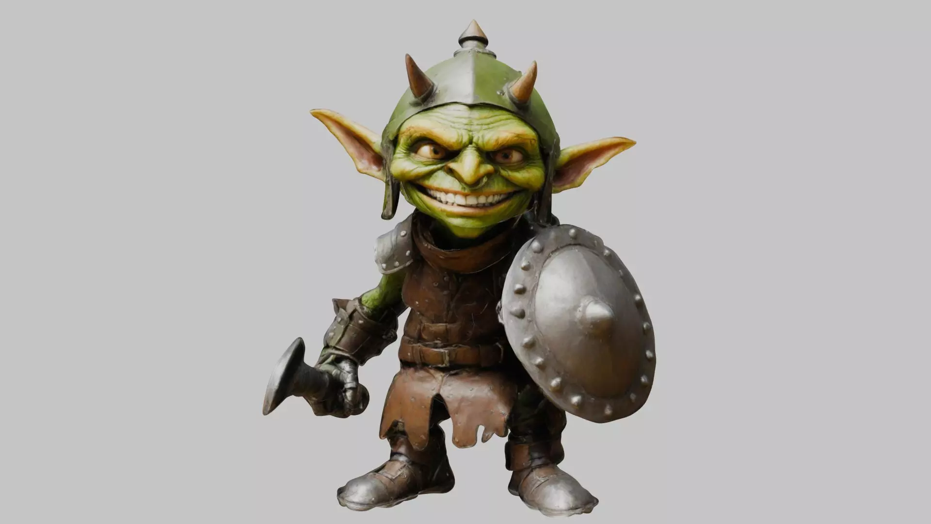 Battle Ready Green Armored Goblin Character Low-poly 3D model_0